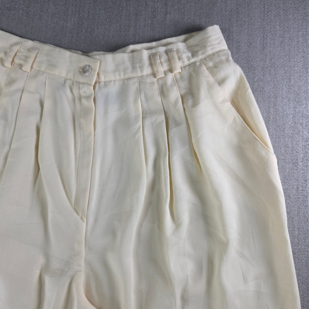 Worthington Pleated Trousers Women 16 Tall Cream Vintage High Waist Tapered Leg - Picture 10 of 16